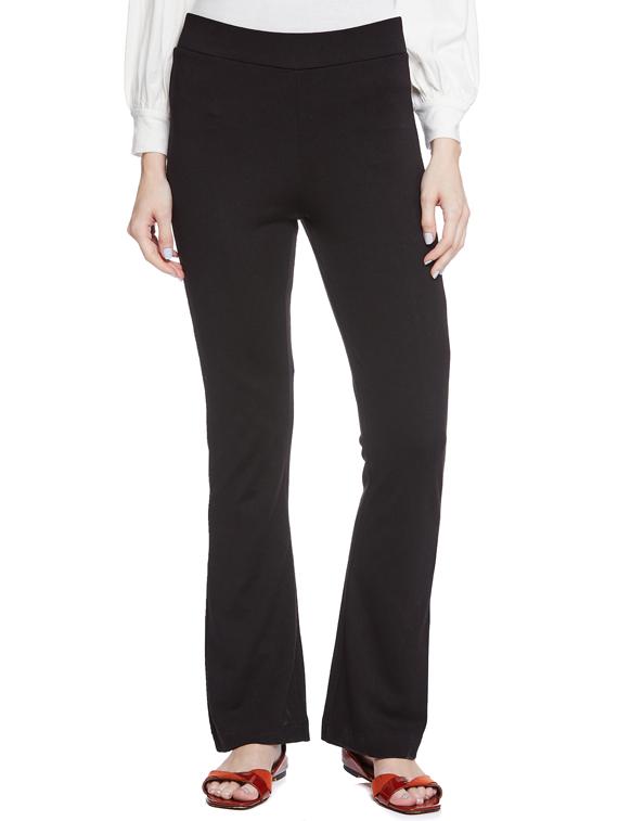 women solid flat front bootcut pants