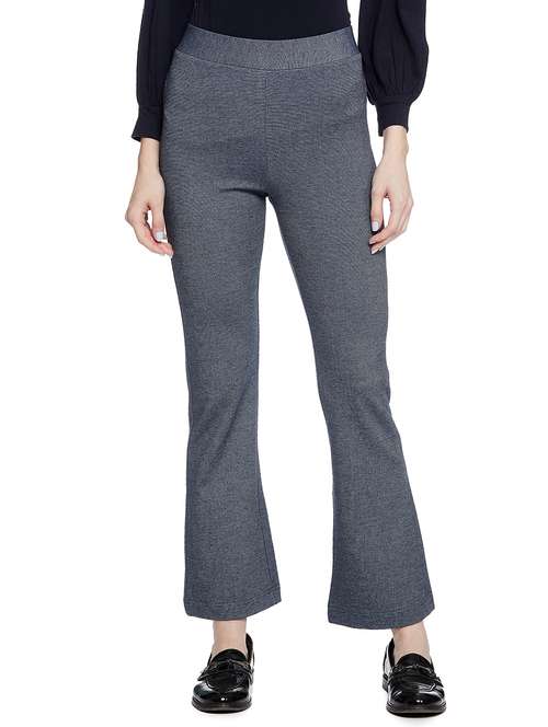 women solid flat front bootcut pants - 17508243 - Standard Image - 0