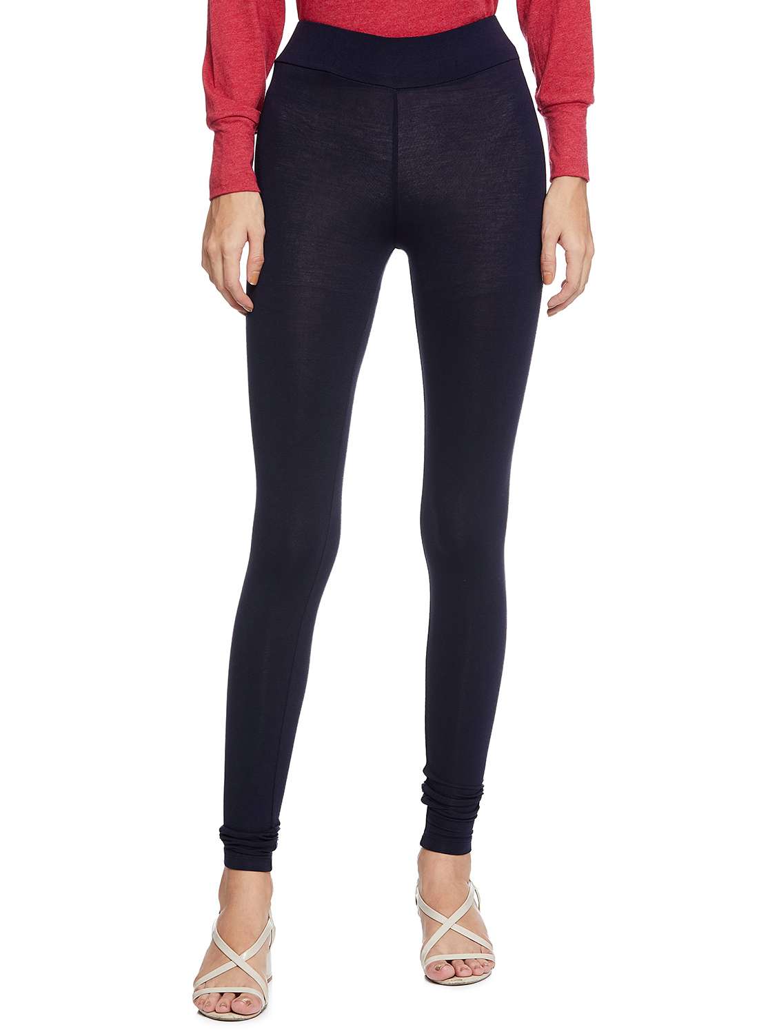 women solid high rise legging