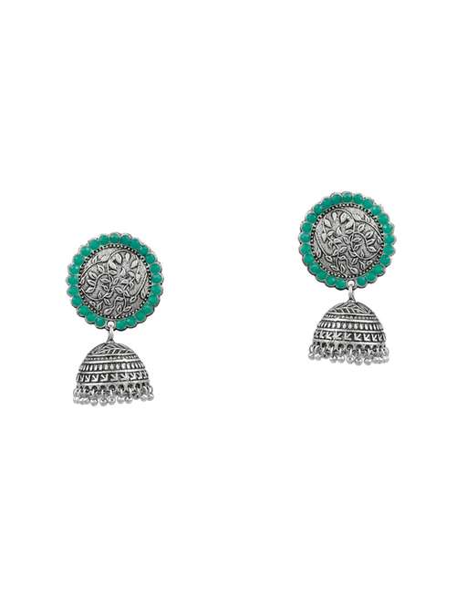 silver brass jhumka earring - 17509228 - Standard Image - 0