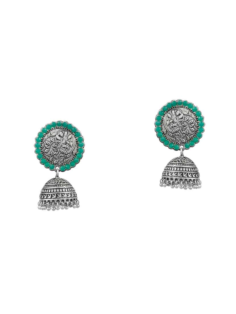 silver brass jhumka earring - 17509228 - Zoom Image - 0