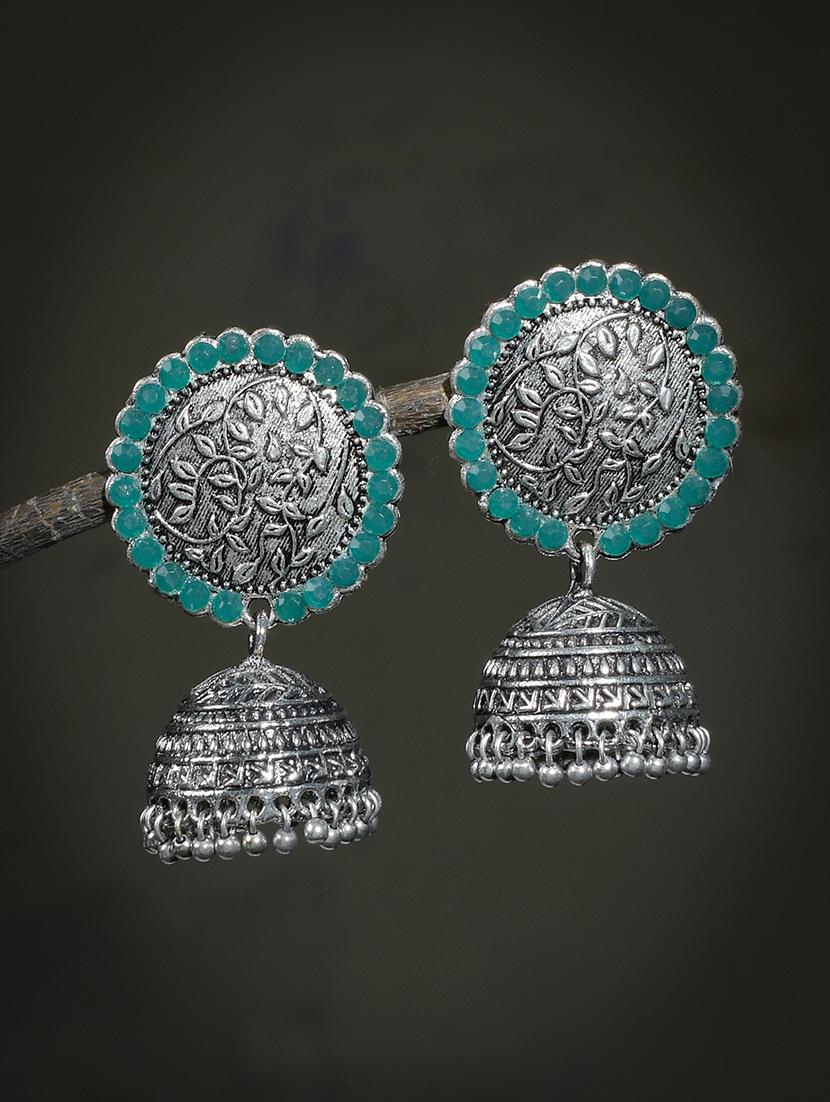 silver brass jhumka earring - 17509228 -  Standard Image - 1