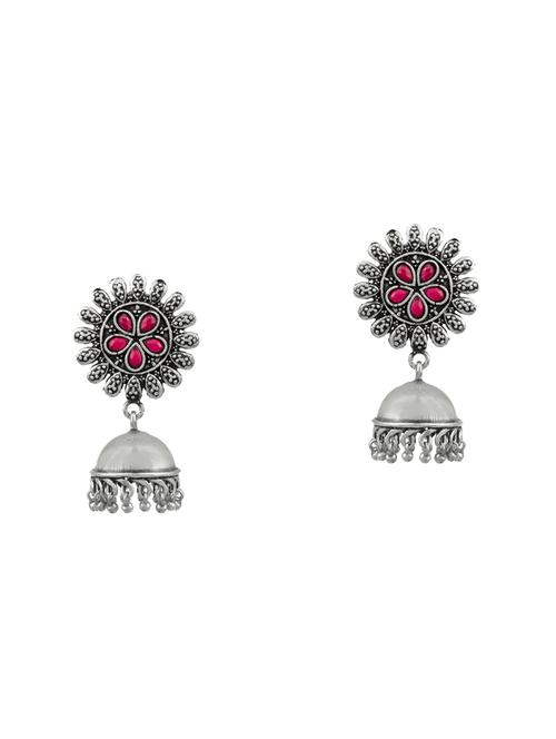 silver brass jhumka earring - 17509243 - Standard Image - 0