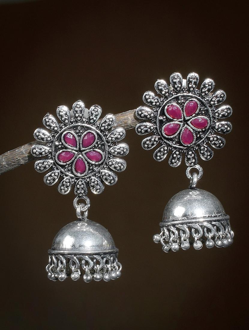 silver brass jhumka earring - 17509243 -  Standard Image - 1