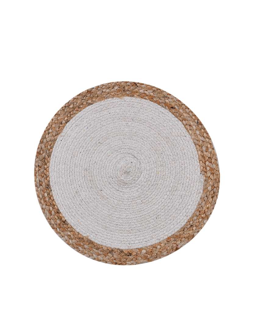 kds beautiful cotton and jute place mat for dinning table size(15x15 inches) (pack of 6)white