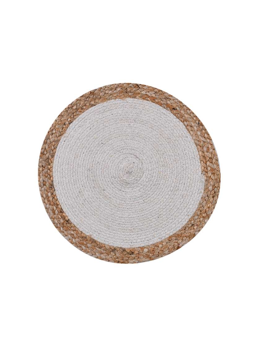 kds beautiful cotton and jute place mat for dinning table size(15x15 inches) (pack of 2)white