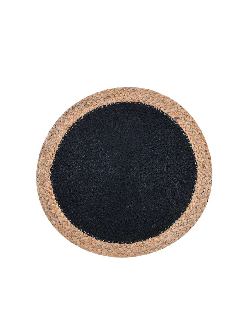 kds beautiful cotton and jute place mat for dinning table size(15x15 inches) (pack of 2)black