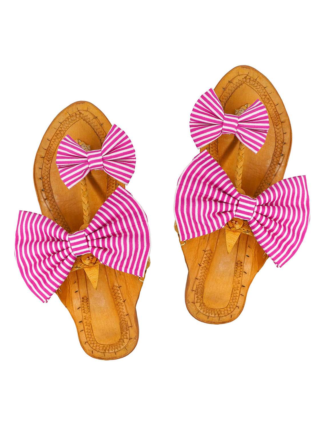 pink leather slip on kolhapuris