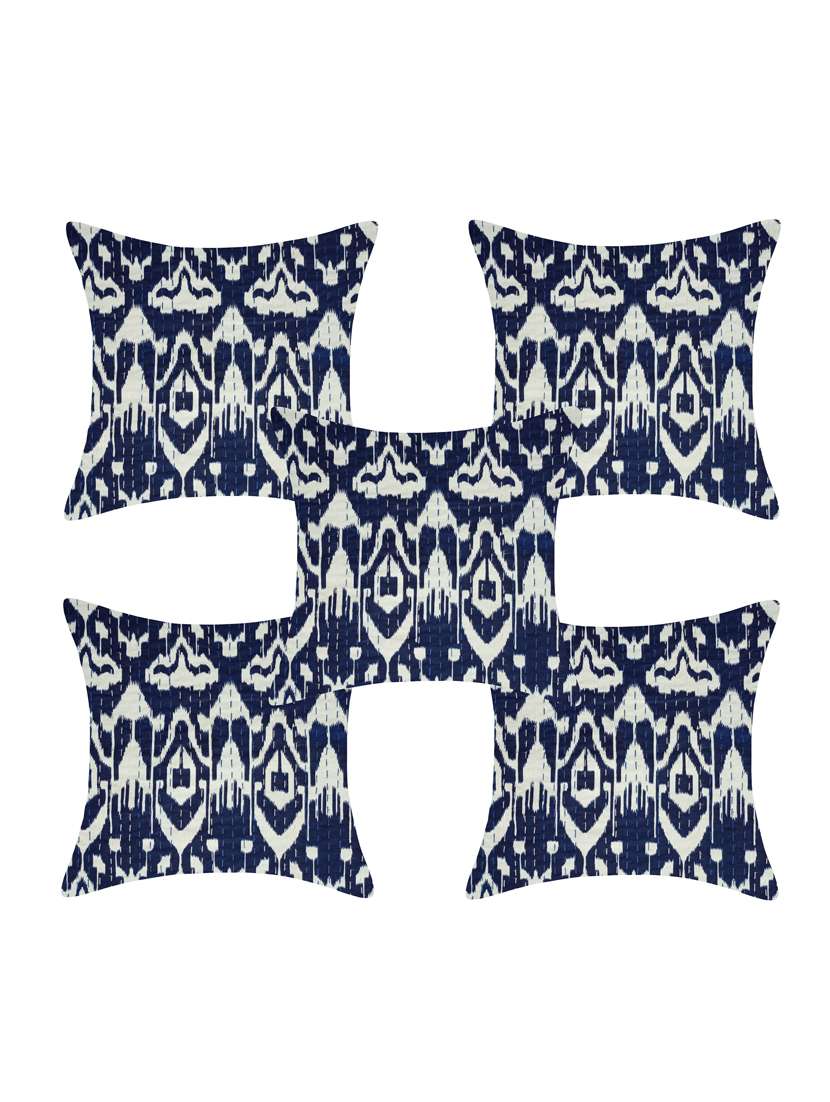 texstylers pure cotton kantha work assorted 140 tc jaipuri print cushion cover(pack of 5)