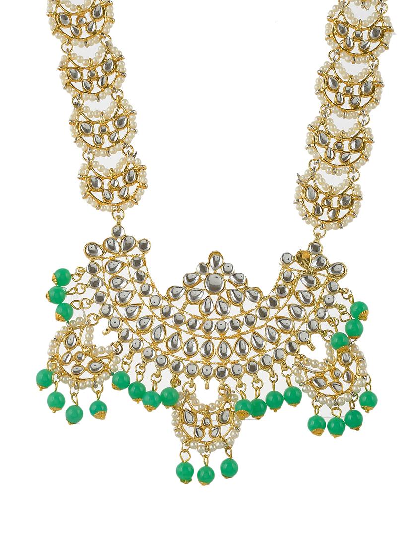 gold tone brass long necklace with earing - 17511294 - Standard Image - 1