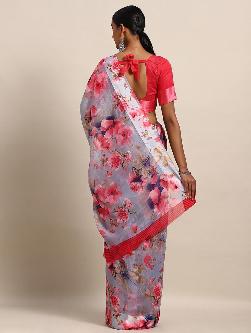 floral printed saree with blouse - 17511832 -  Standard Image - 1