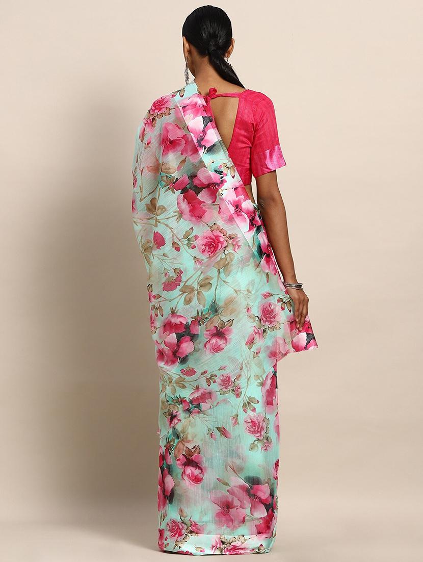 floral printed saree with blouse - 17511833 -  Standard Image - 1
