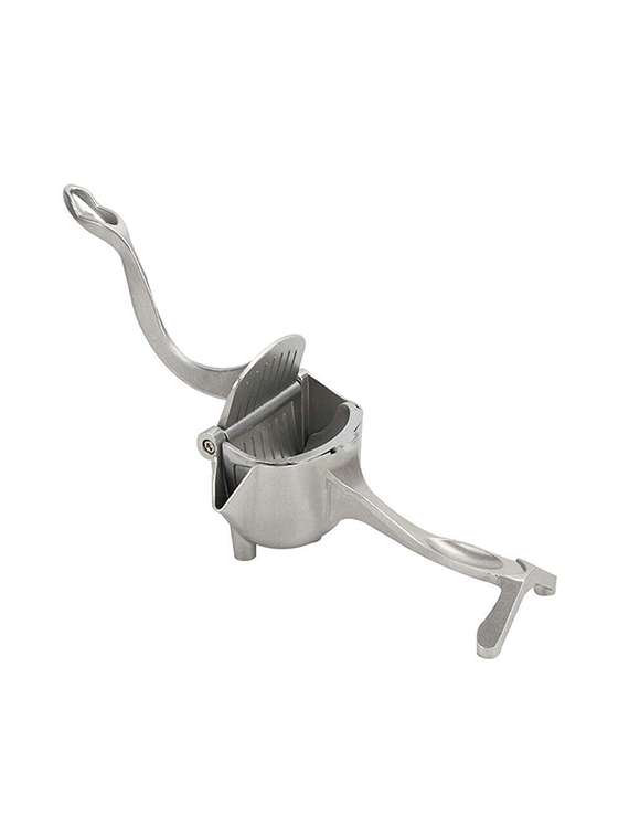 H'ent Single Press Lemon Squeezer, Aluminum And Steel (Silver)