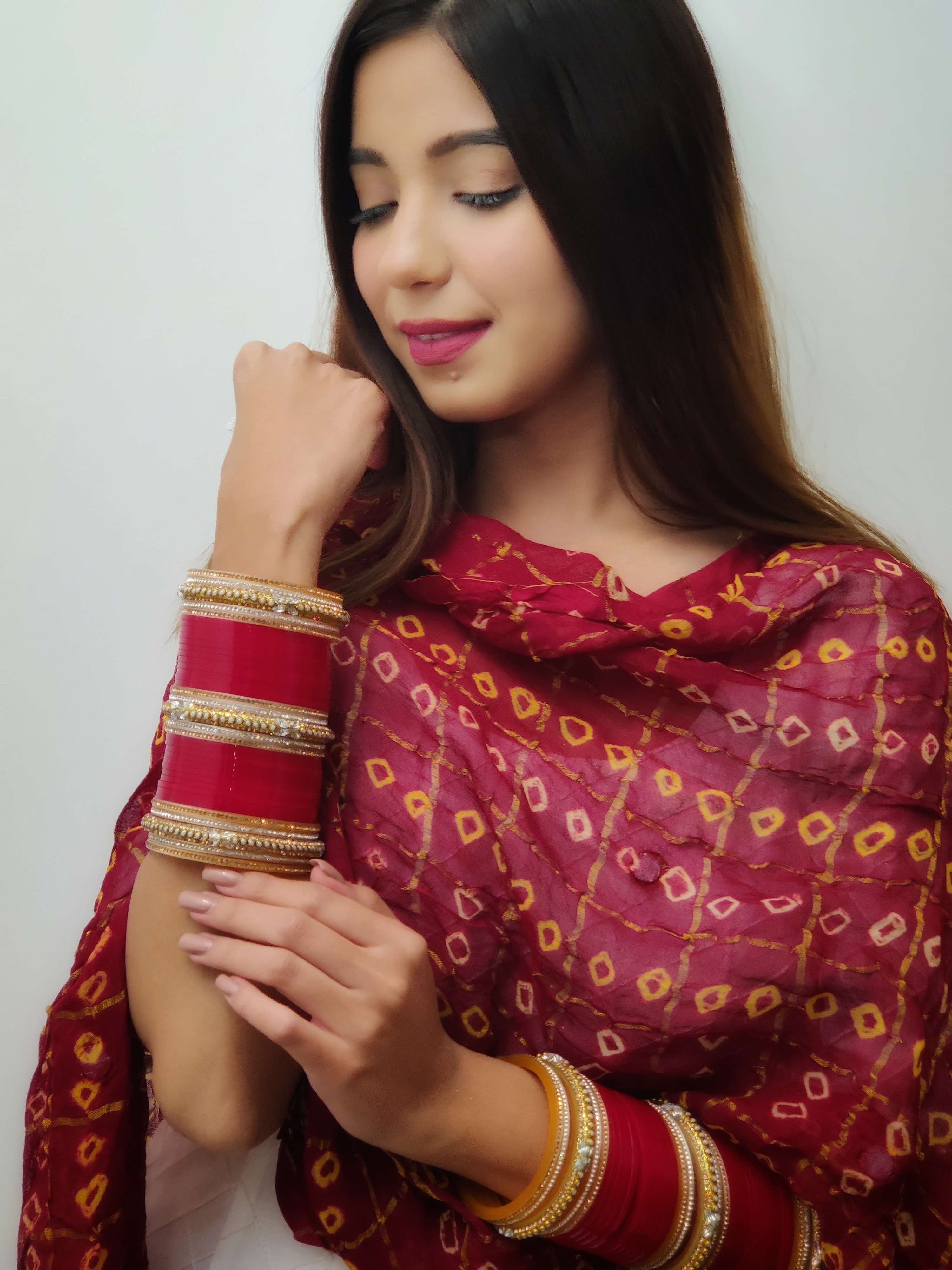 red bridal chura set 