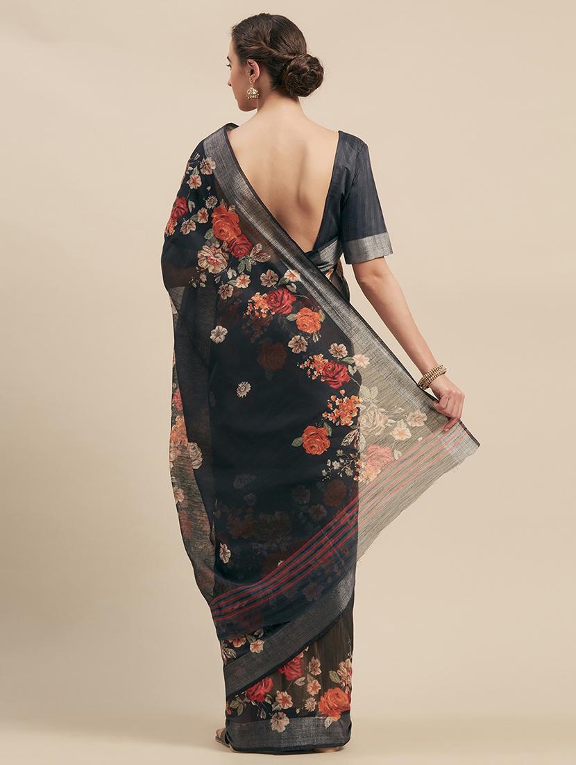 floral printed saree with blouse - 17514675 -  Standard Image - 1