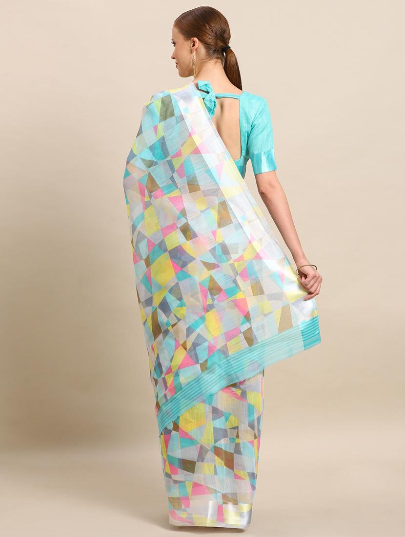 geometrical printed saree with blouse - 17514682 - Standard Image - 1