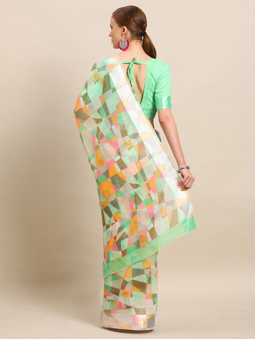 geometrical printed saree with blouse - 17514683 -  Standard Image - 1