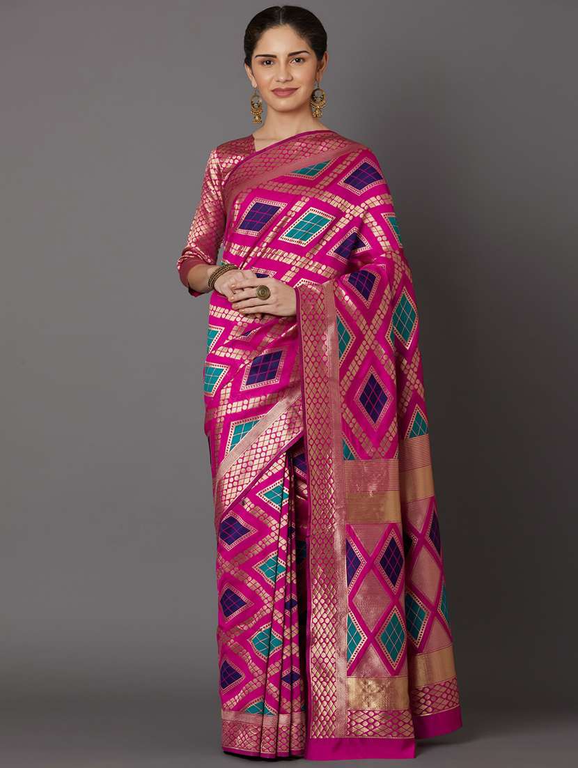 women's self design pink colored saree