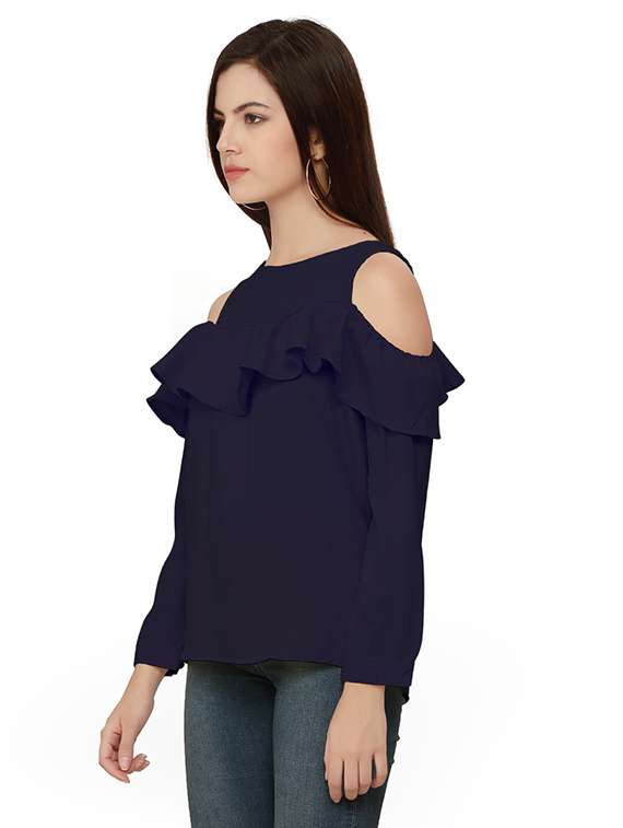 cold shoulder solid top  - 17516412 -  Standard Image - 1