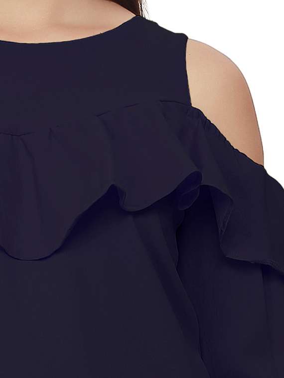 cold shoulder solid top  - 17516412 -  Standard Image - 4