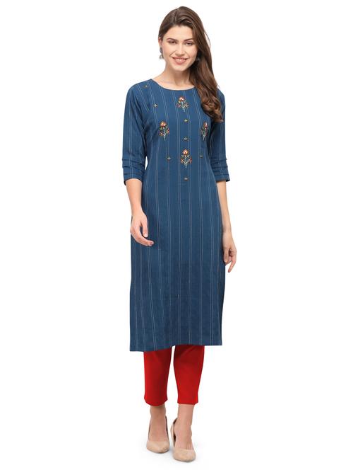 women's straight kurta - 17517299 - Standard Image - 0