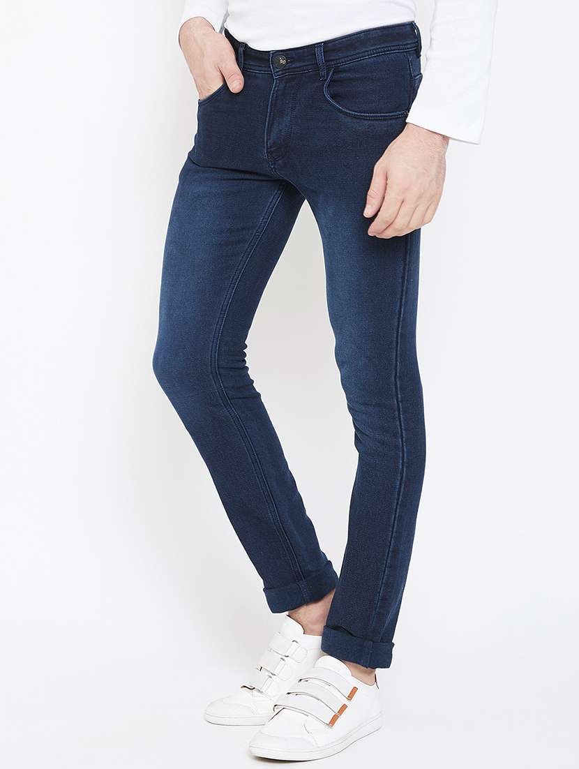 navy blue washed denim jeans - 17517751 - Standard Image - 1