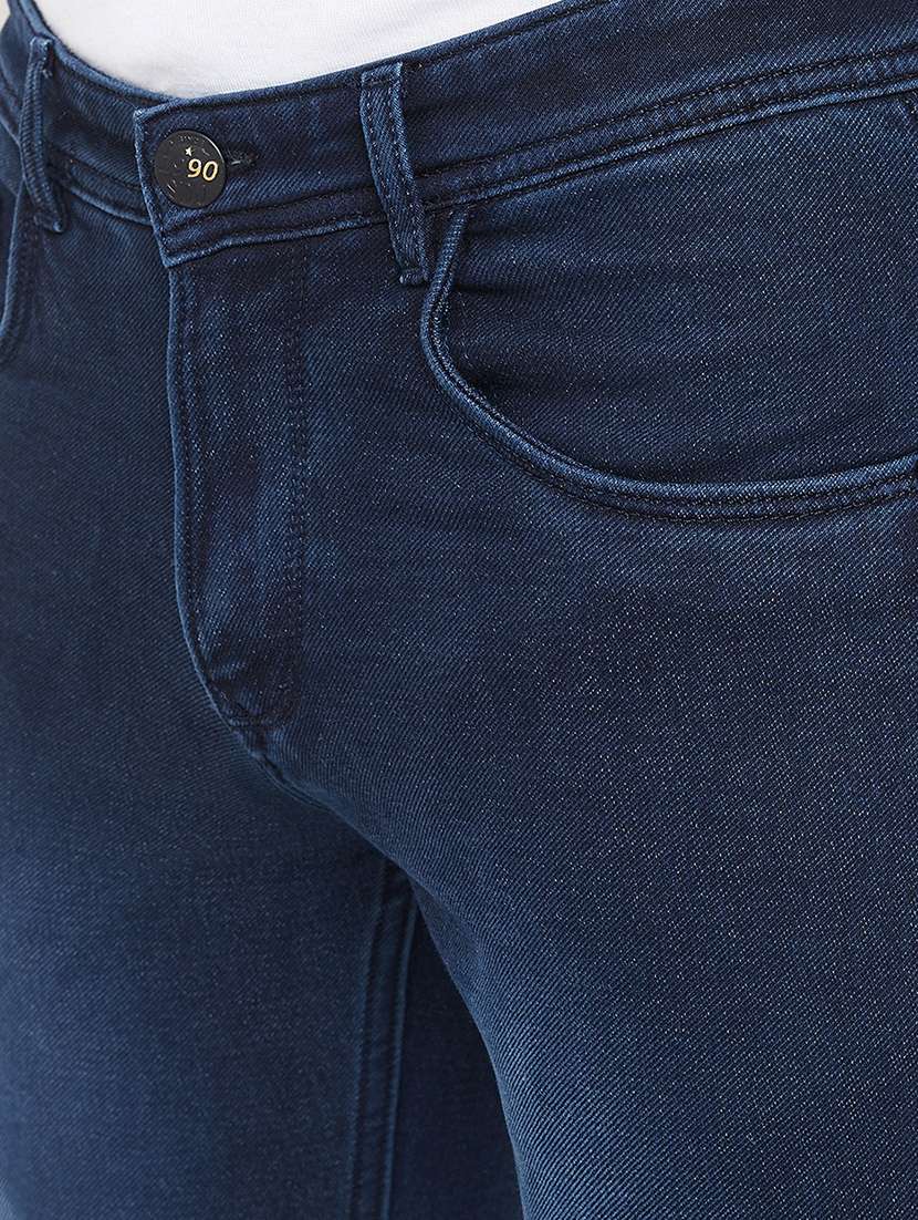 navy blue washed denim jeans - 17517751 - Standard Image - 4