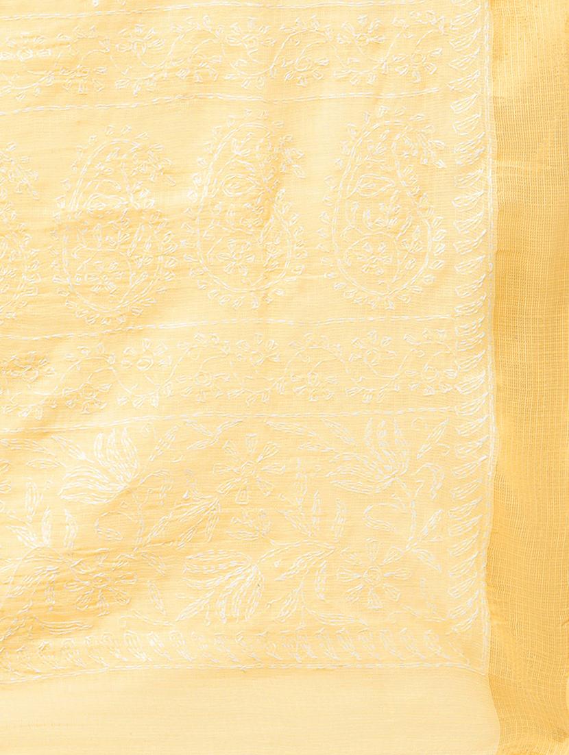 ada hand-embroidered yellow chikankari dupatta - 17518118 - Standard Image - 1