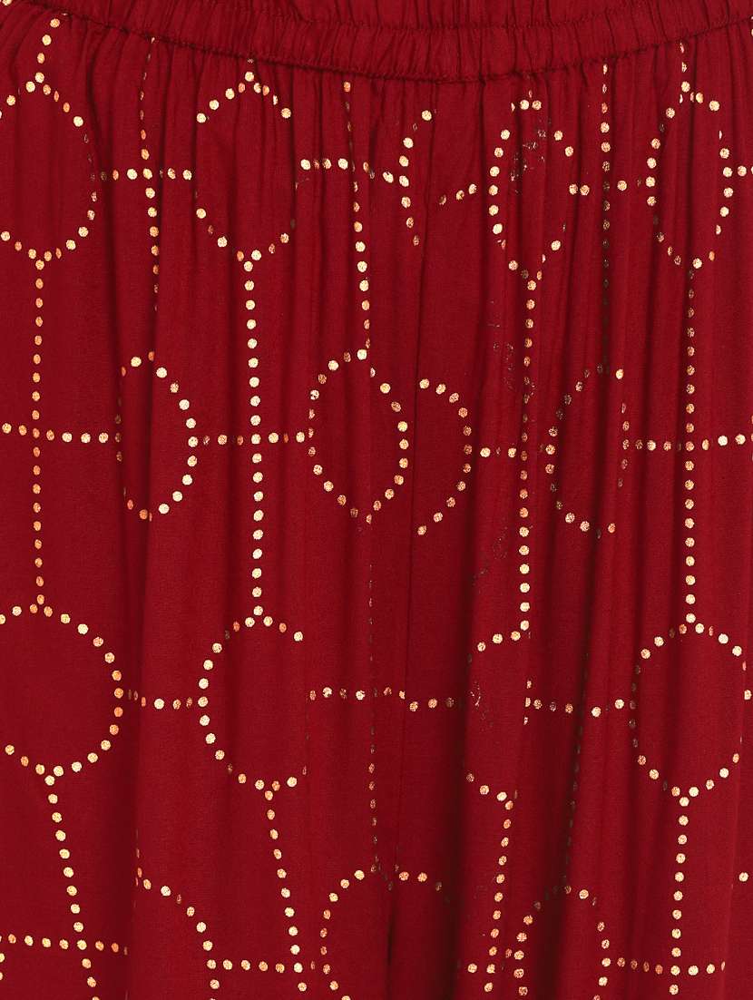 red printed straight palazzo - 17518202 -  Standard Image - 4