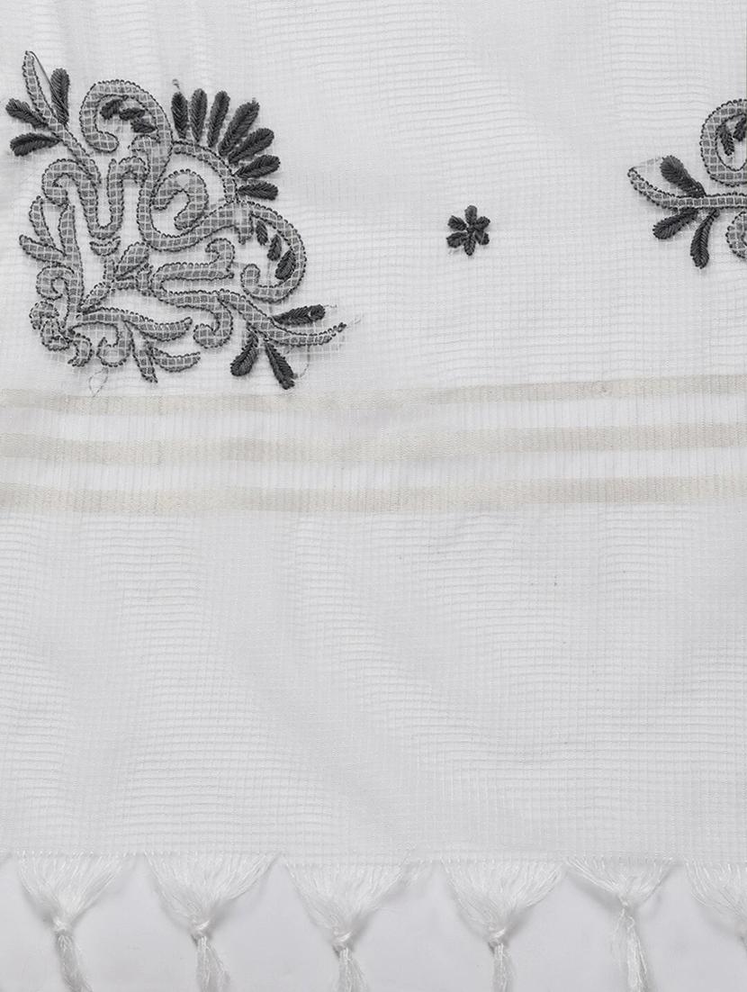 ada hand-embroidered white chikankari dupatta - 17518255 - Standard Image - 1