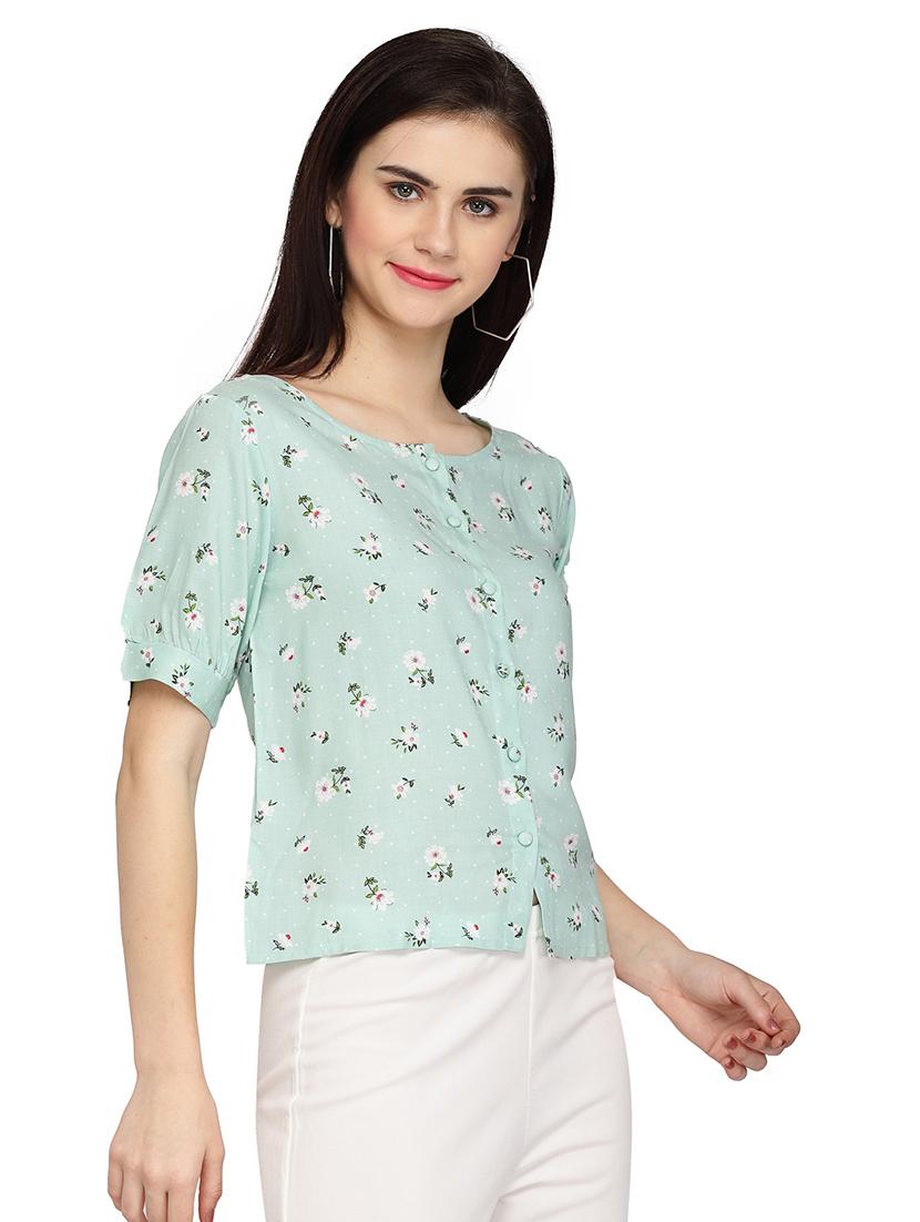 women's blouson round neck top - 17518266 -  Standard Image - 1