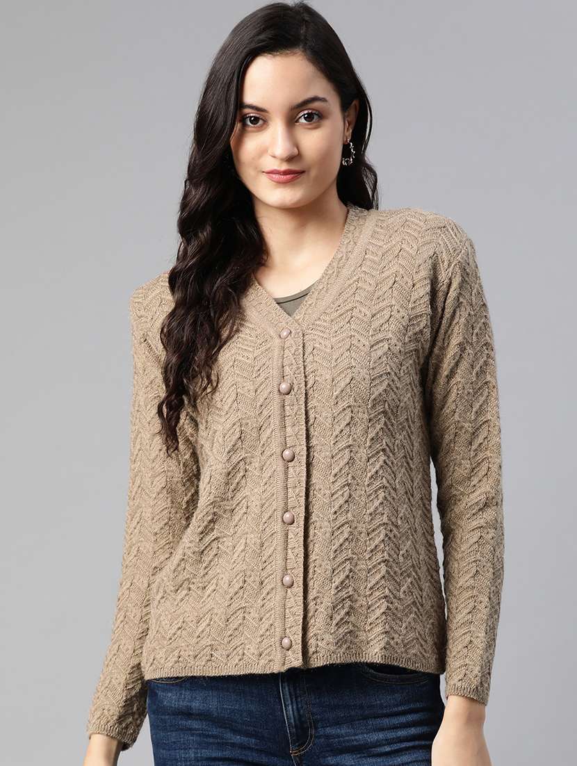 button closure wool cardigan 