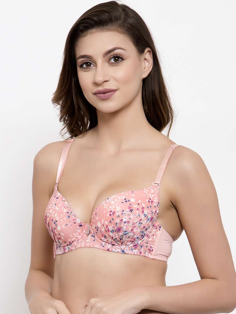 pink polyester push up bra - 17519516 - Standard Image - 1