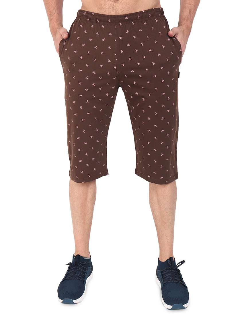 brown printed three - fourth