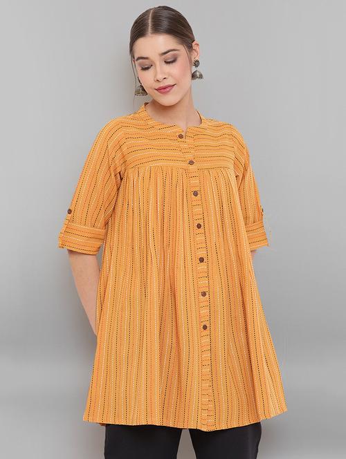 orange striped mandarin neck tunic  - 17520531 -  Standard Image - 0