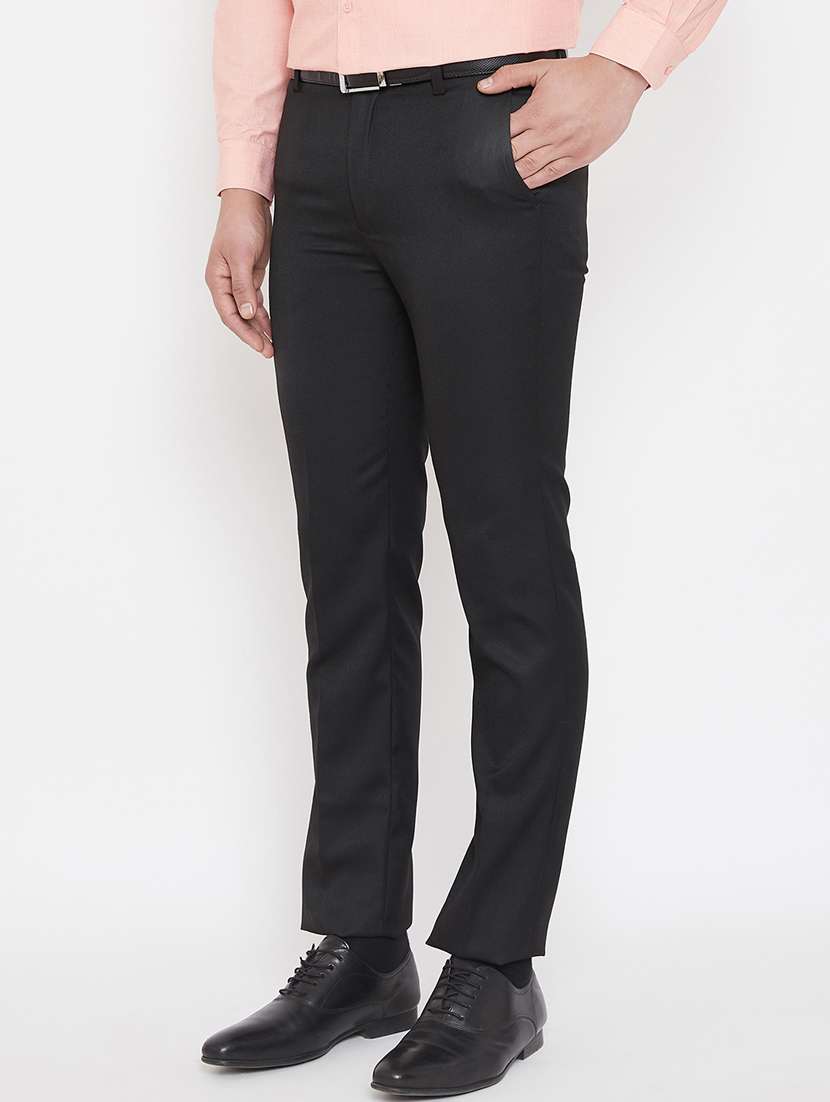 black solid flat front formal trouser - 17521032 -  Standard Image - 1