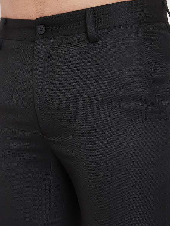 black solid flat front formal trouser - 17521032 - Standard Image - 4