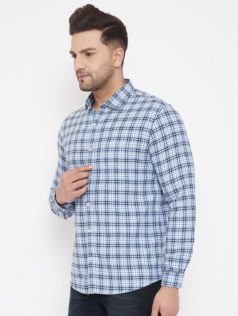 light blue checkered casual shirt - 17521036 -  Standard Image - 1