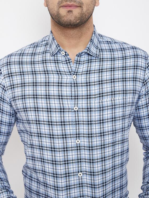 light blue checkered casual shirt - 17521036 - Standard Image - 4