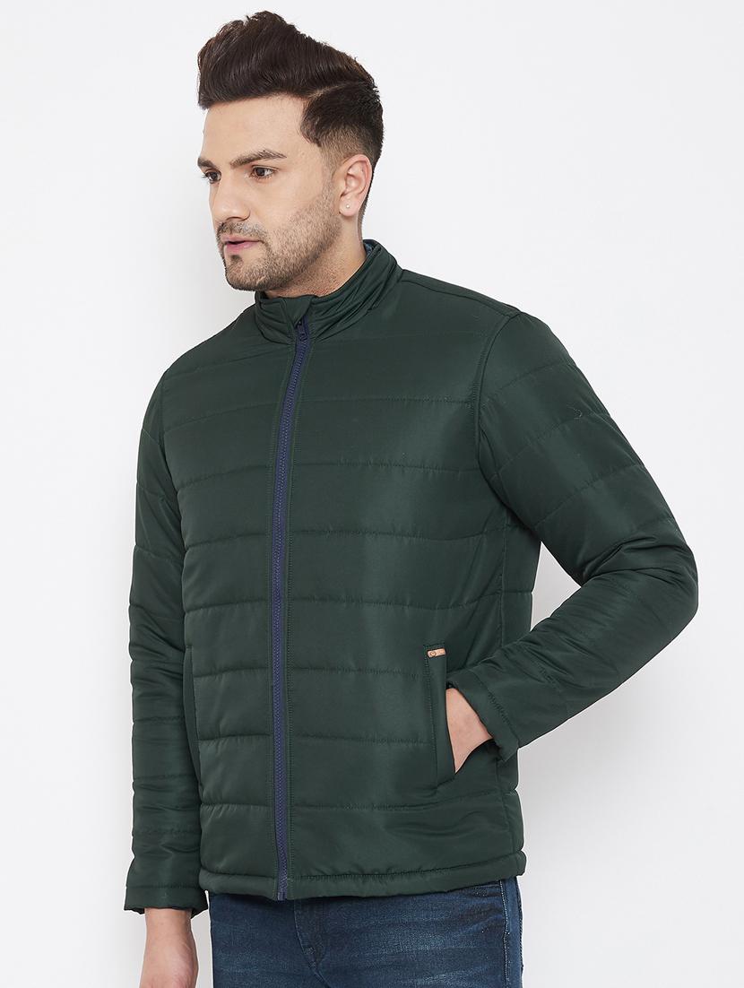 green solid quilted jacket - 17521055 - Standard Image - 1
