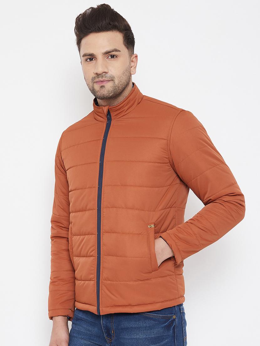orange solid quilted jacket - 17521056 -  Standard Image - 1