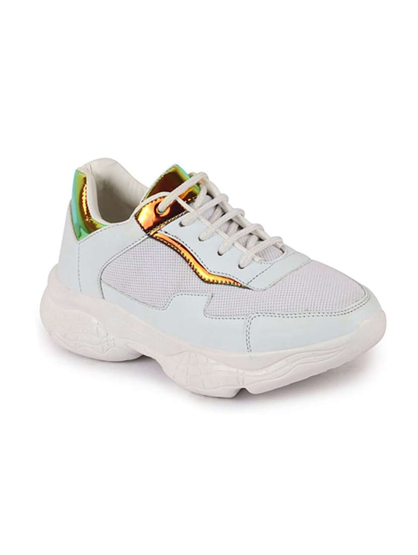 pink pu laceup sports shoes