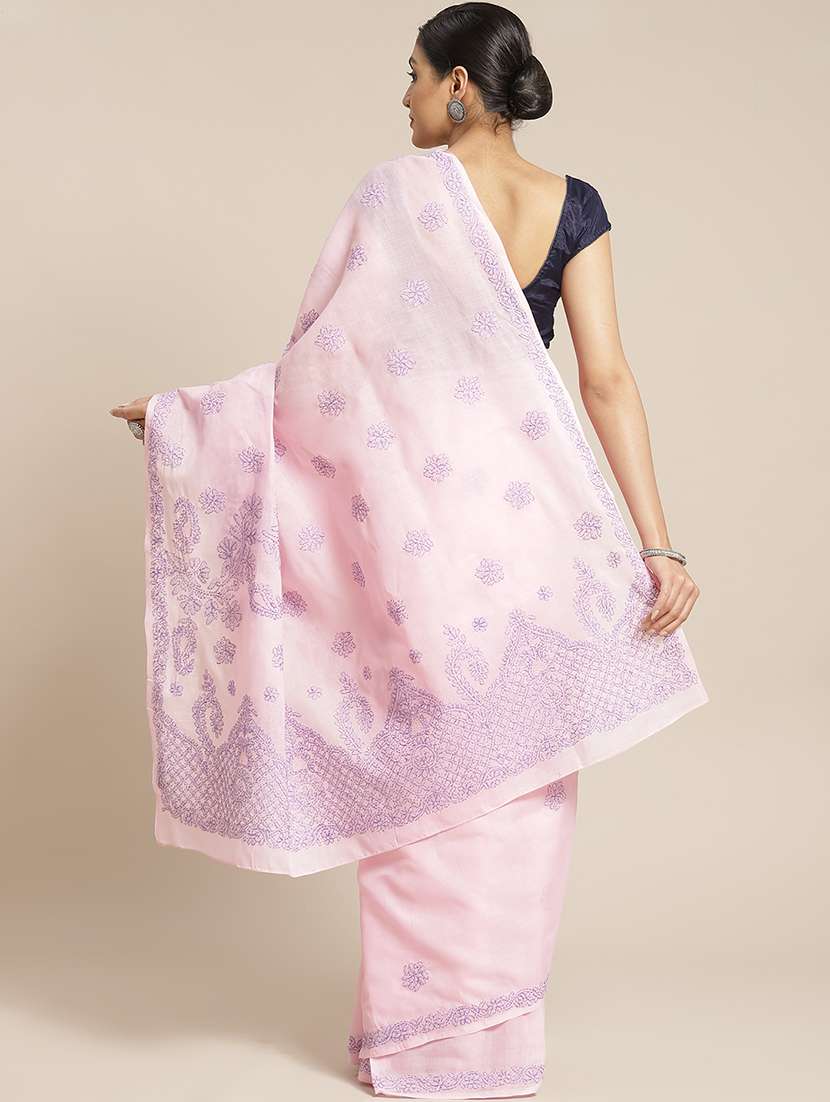 rosewater chikankari saree with blouse - 17522316 -  Standard Image - 1