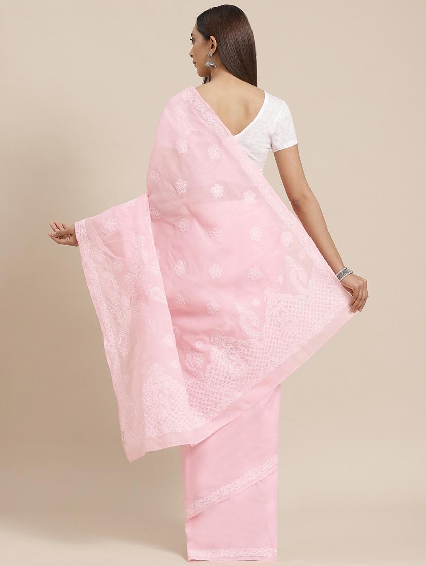 rosewater chikankari saree - 17522317 - Standard Image - 1