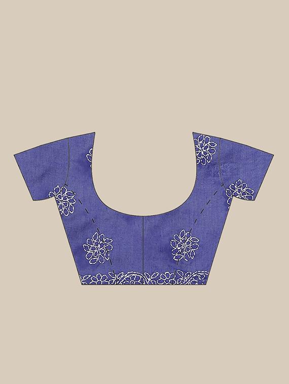 floral motifs chikankari saree with blouse - 17522323 - Standard Image - 4