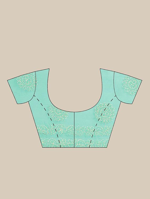 sea green chikankari saree with blouse - 17522326 - Standard Image - 4