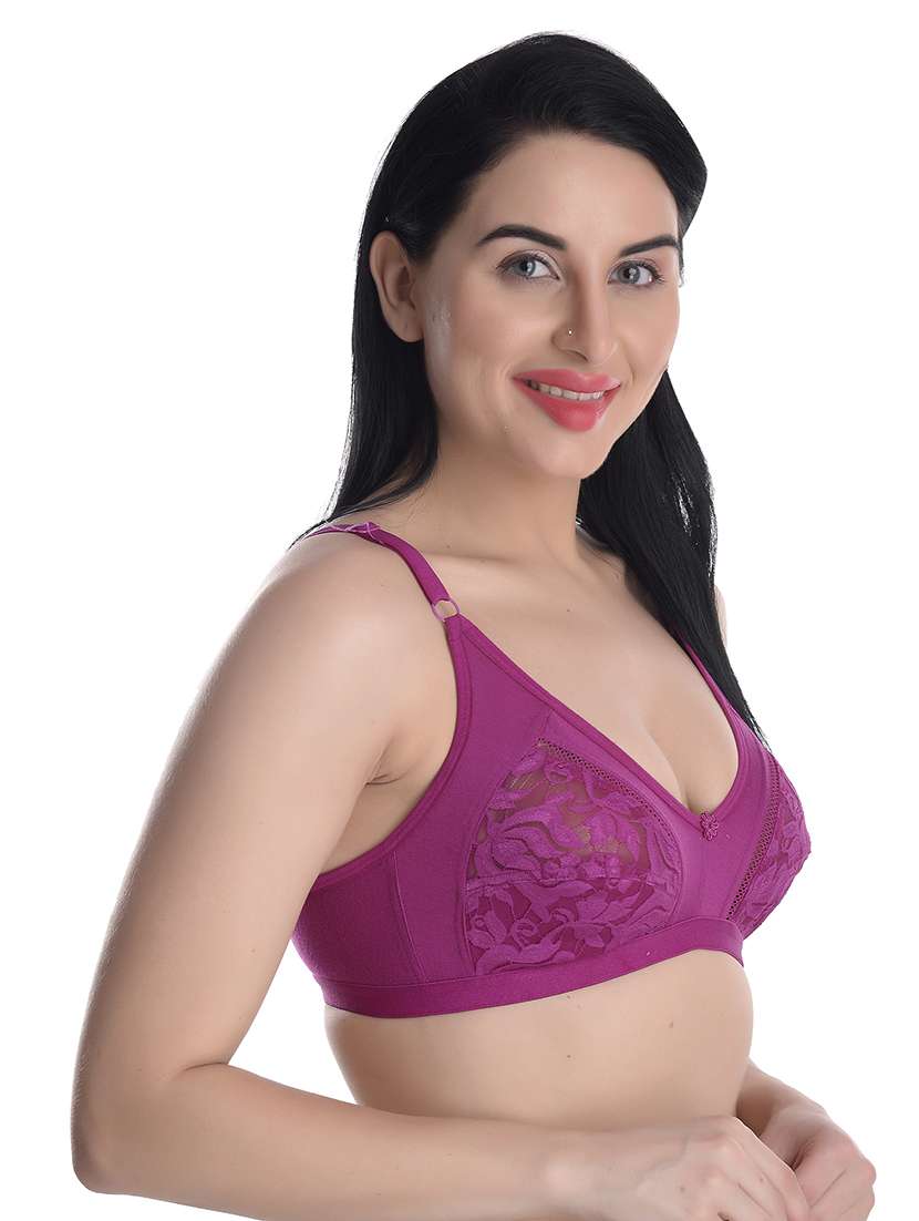 purple lace detailed regular full coverage bra - 17522470 -  Standard Image - 1