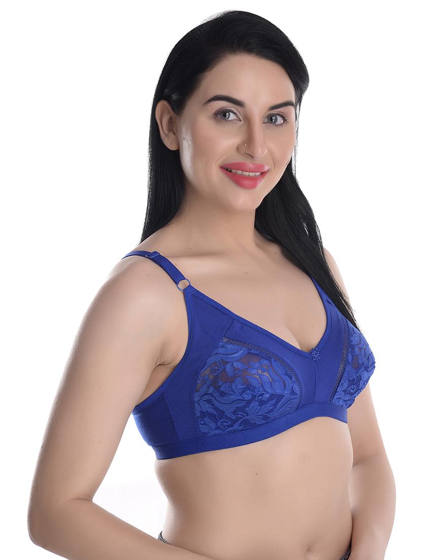 blue lace detailed regular full coverage bra - 17522472 - Standard Image - 1