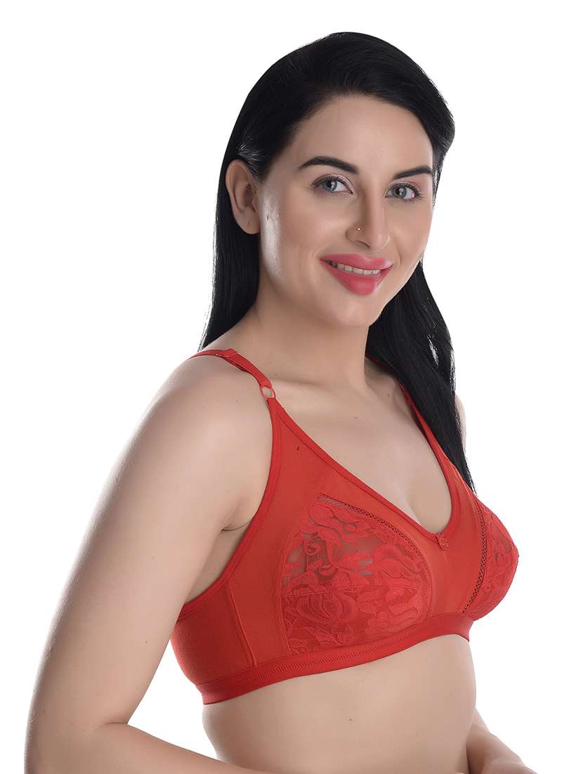 orange lace detailed regular full coverage bra - 17522473 -  Standard Image - 1