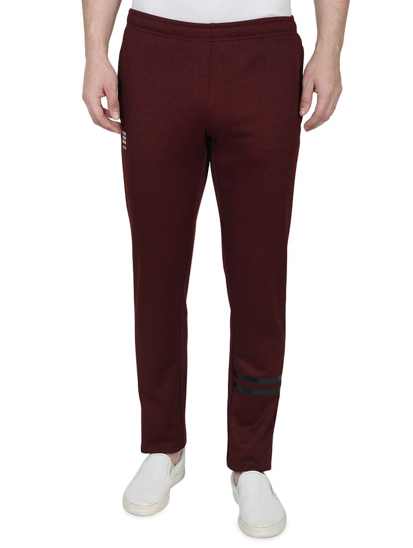maroon solid full length track pant
